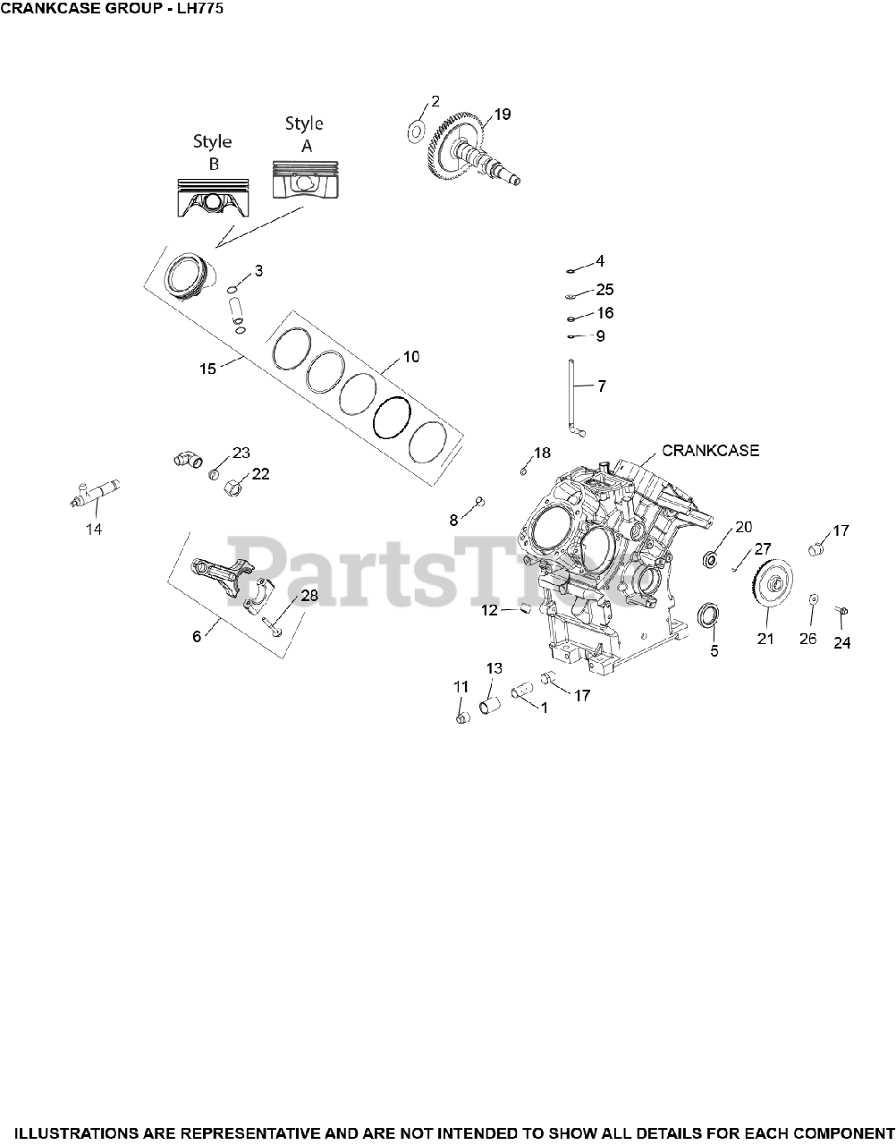 Kohler LH7750010 Kohler Aegis Engine, Made for Walker Mfg., 31hp, 23.1kW Crankcase Group 2