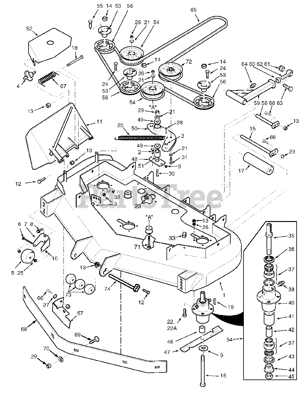  Scag  Parts on the 61A Cutter Deck Diagram for STWC61A 27CV 