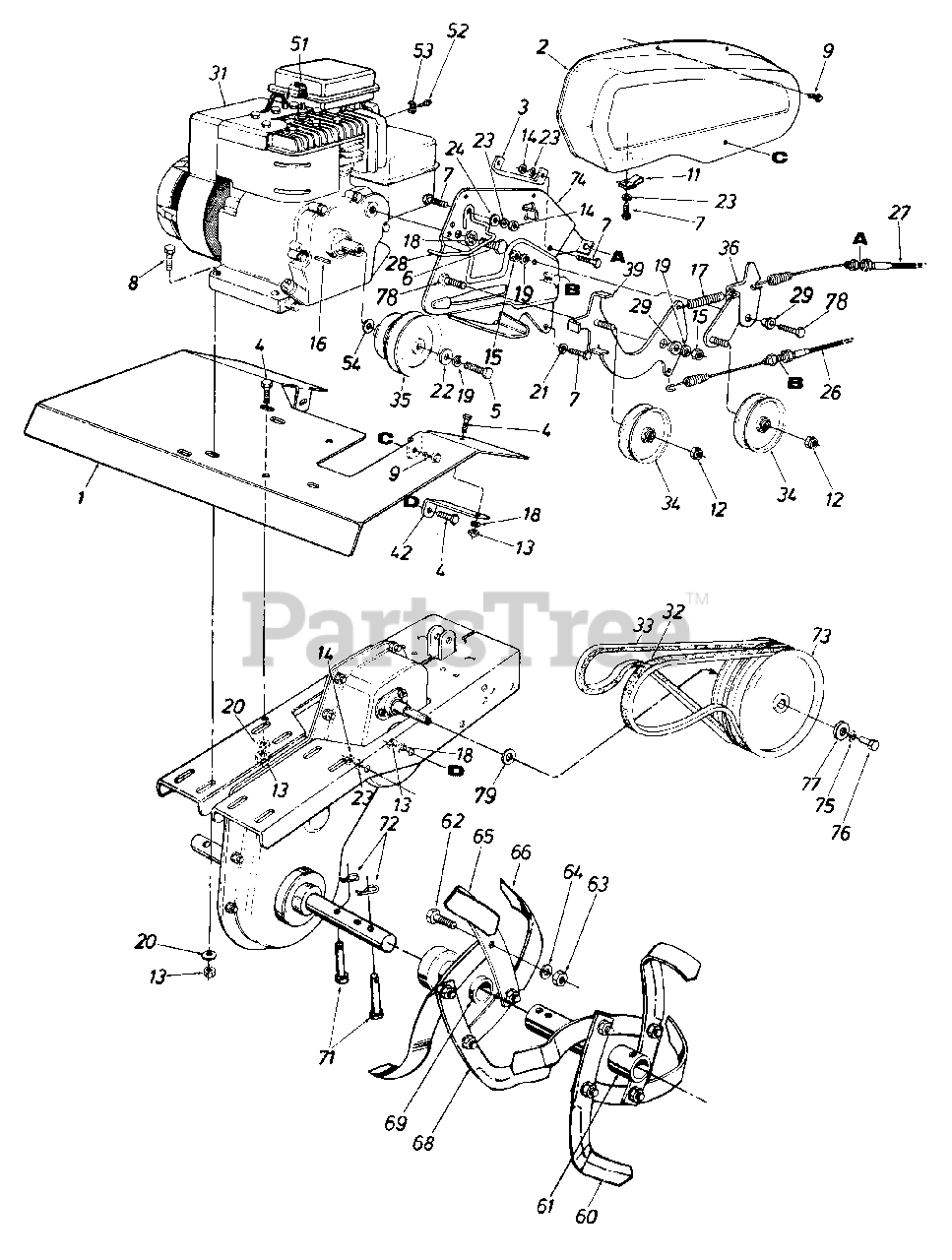 Wizard MTD2205A98 (219-385-098) - Wizard Tiller (1989) (Western Auto