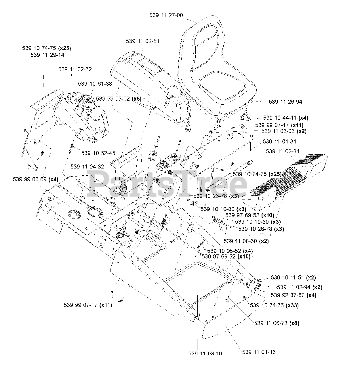 Husqvarna Z 4822 (968999301) Husqvarna 48" ZeroTurn Mower (200603) Main Frame (Part 1) Parts