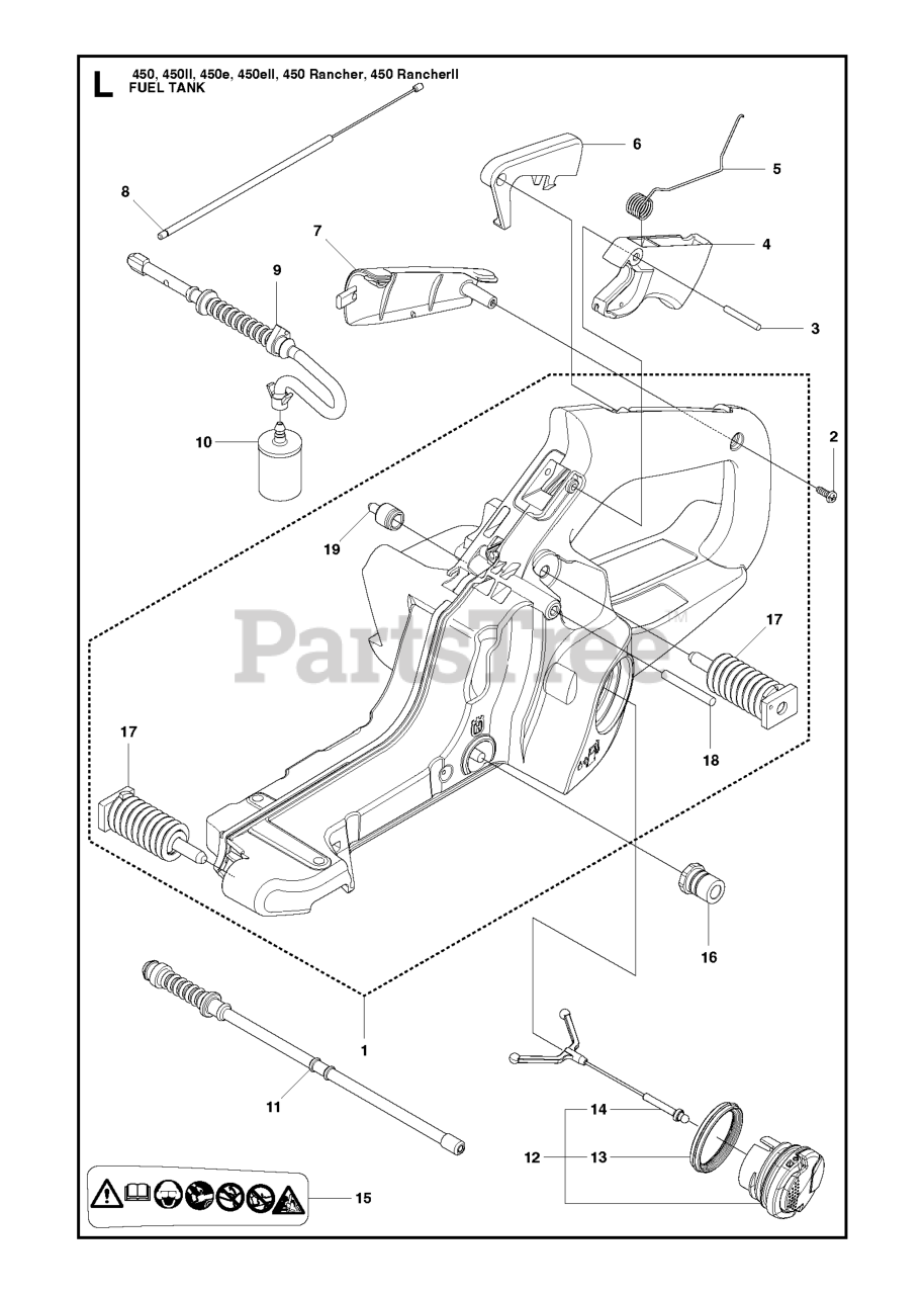 Husqvarna 450 RANCHER Husqvarna Chainsaw FUEL TANK Parts Lookup with