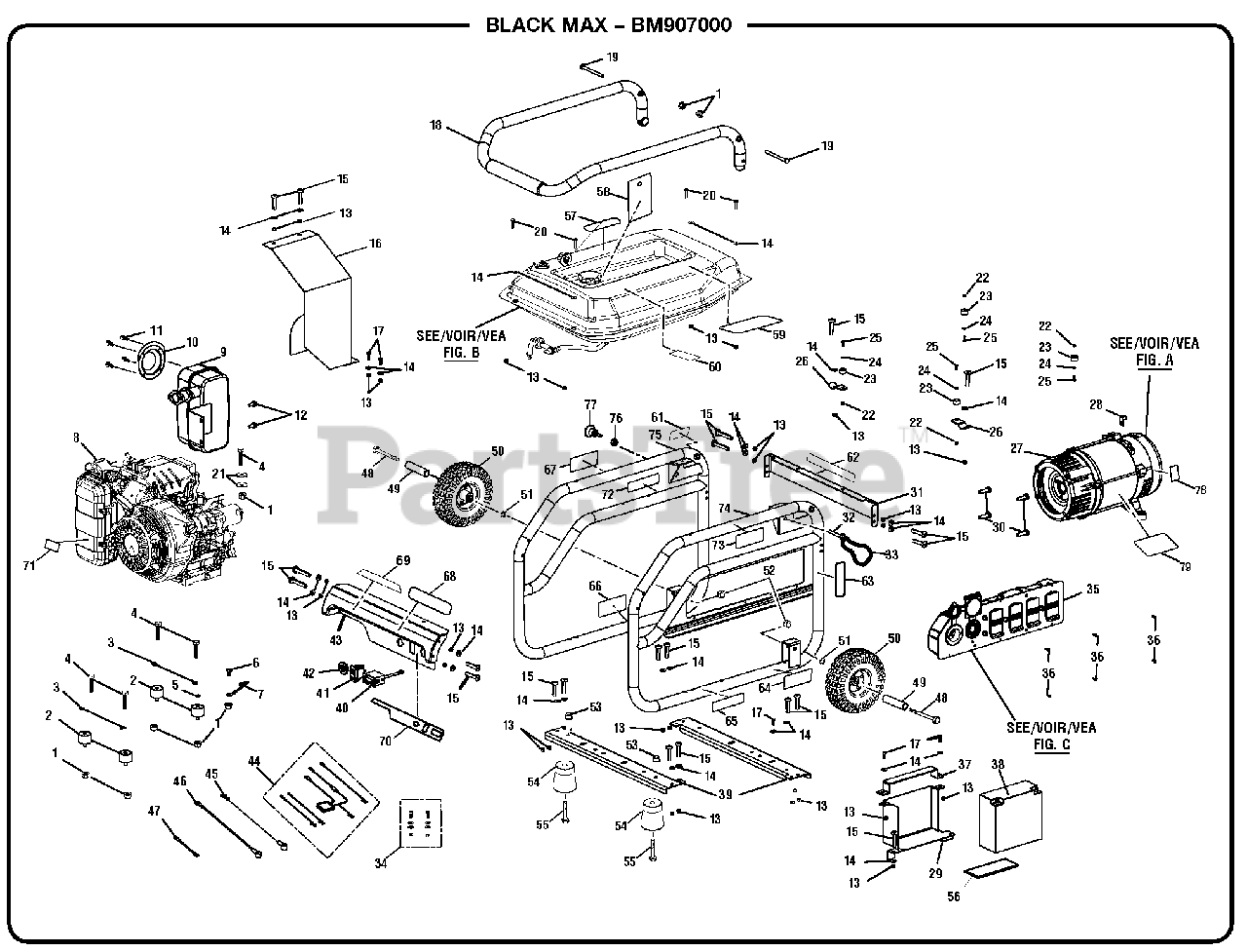 Black Max BM 907000 A Black Max 7000 Watt Generator General Assembly