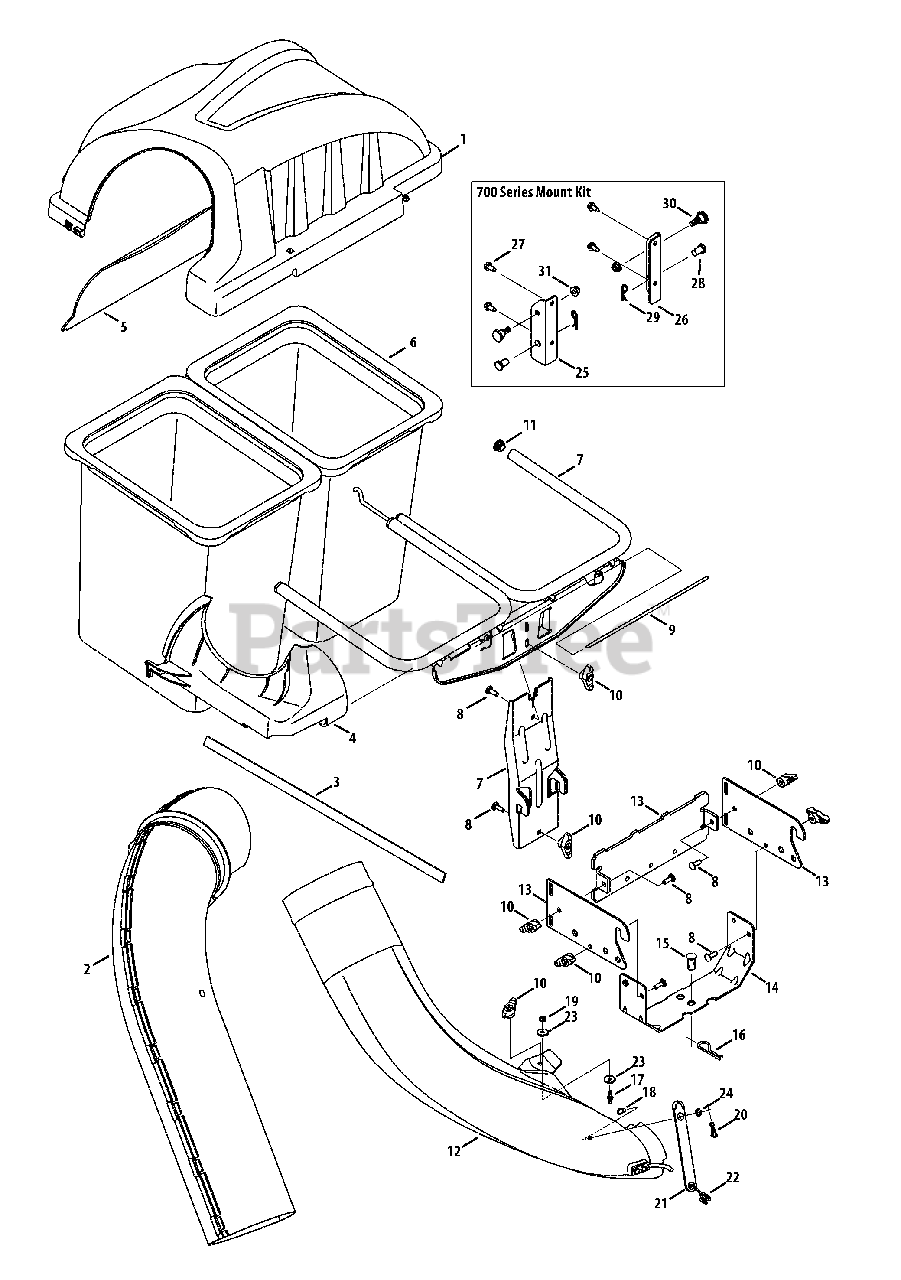 Craftsman 3 bag grass clearance catcher parts