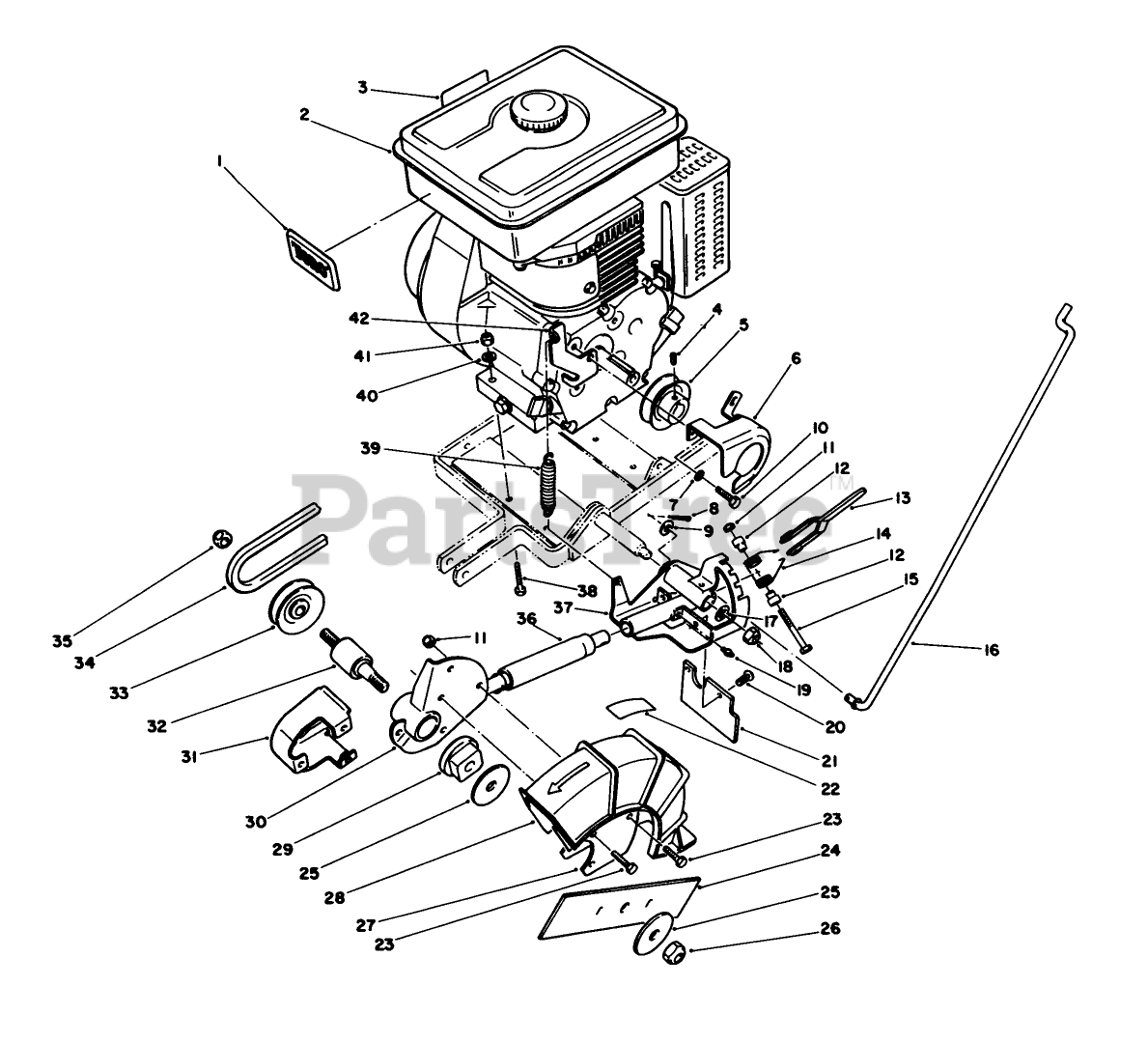 Toro 58430 Toro Edger, 3.5hp (SN 007000001 007999999) (1987) ENGINE & BLADE ASSEMBLY Parts