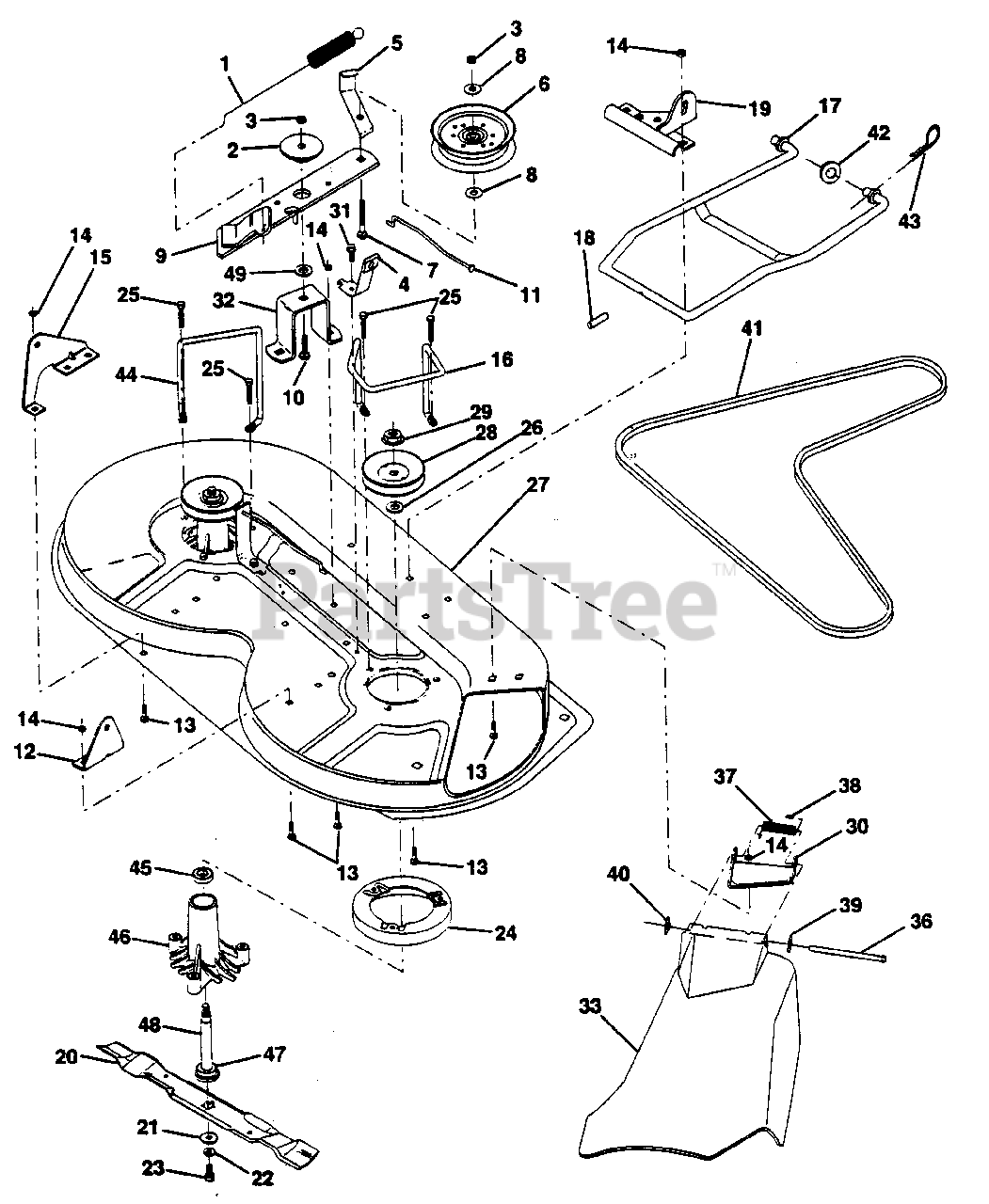 Poulan Pro PP 1136 J - Poulan Pro Lawn Tractor MOWER DECK Parts Lookup ...