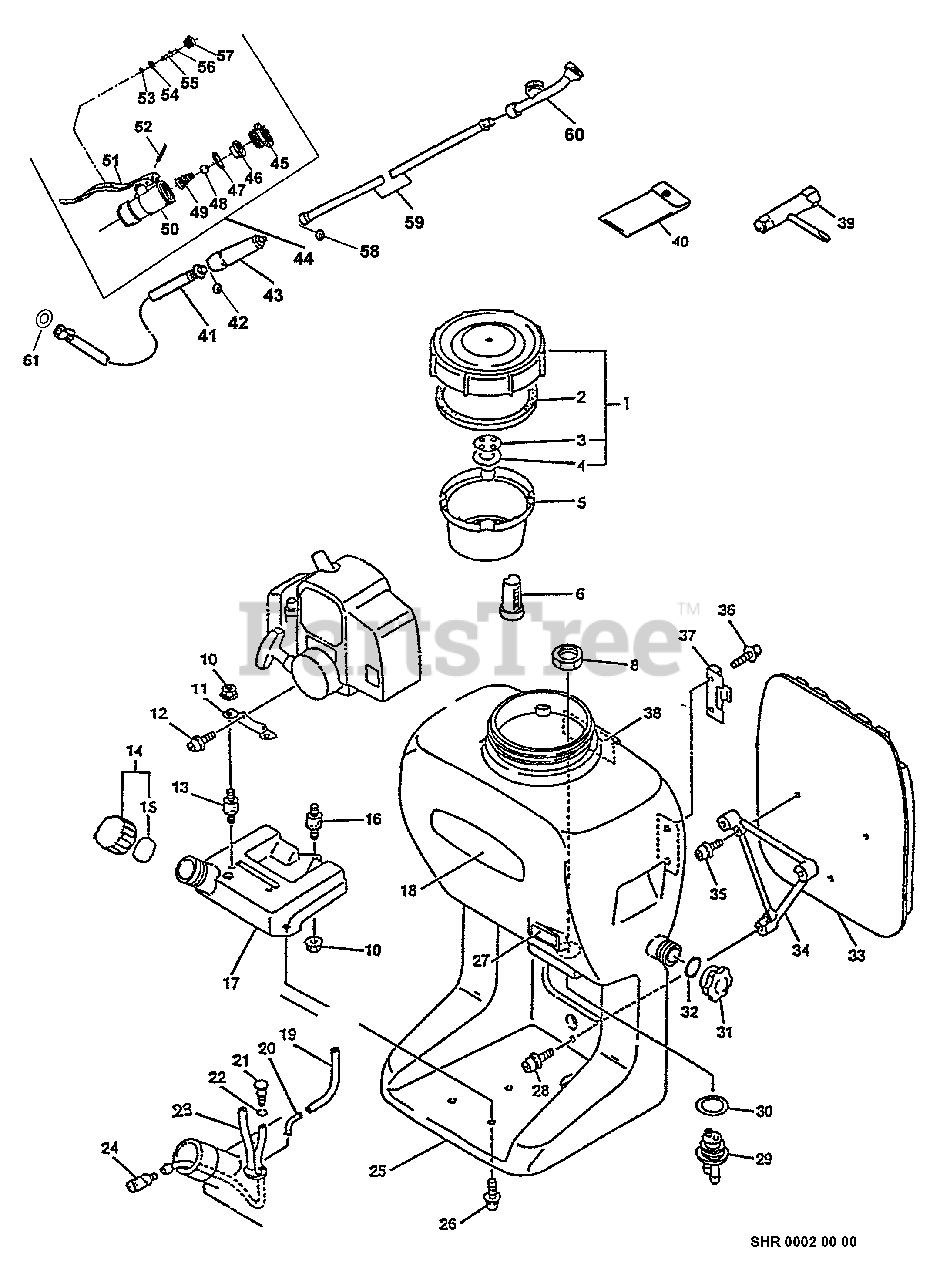 Echo SHR2100 Echo Power Sprayer Tank Assy, Fuel Sys, Frame Assy