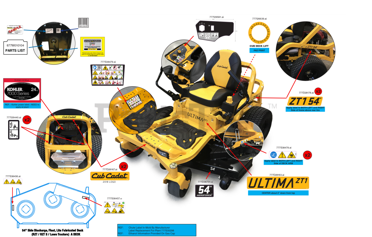 Cub Cadet ZT154 KH FAB (17AREACM010) Cub Cadet Ultima 54" ZeroTurn