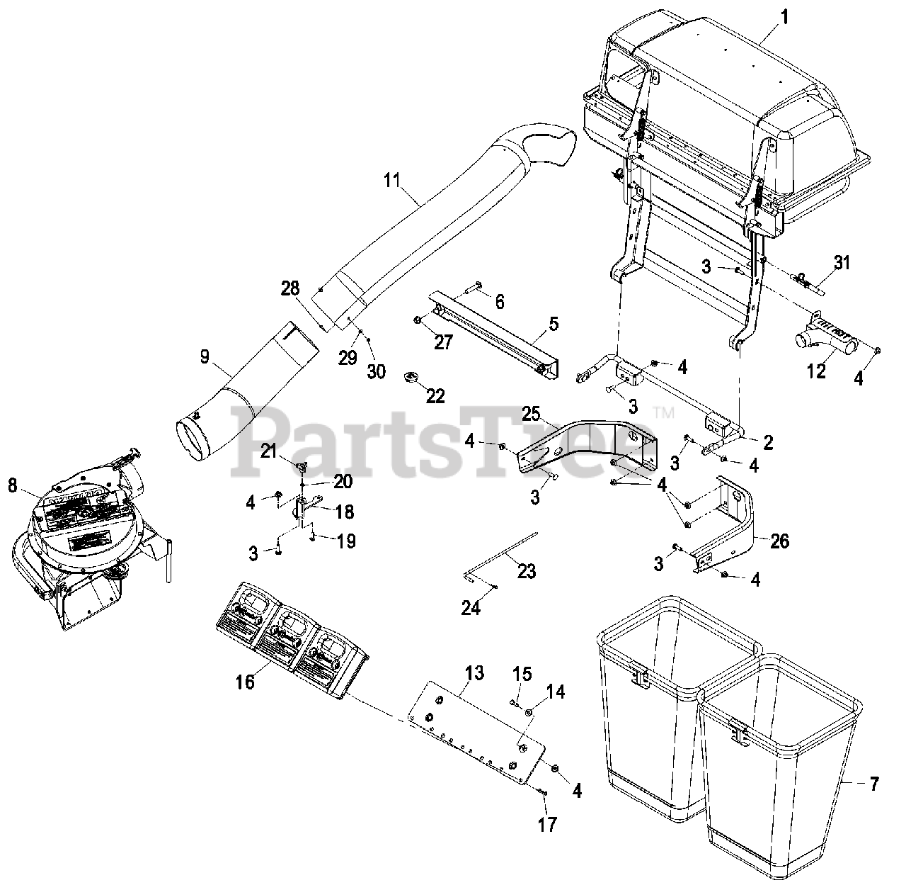 Exmark LZUV3B Exmark Ultra Vac Triple Bagger for Lazer Z Mower (SN