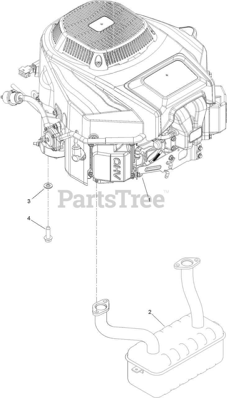 Toro 75211 Toro 48 TimeCutter HD MyRide Zero Turn Mower SN 400000000 401999999 ENGINE AND MUFFLER ASSEMBLY Parts Lookup with Diagrams PartsTree