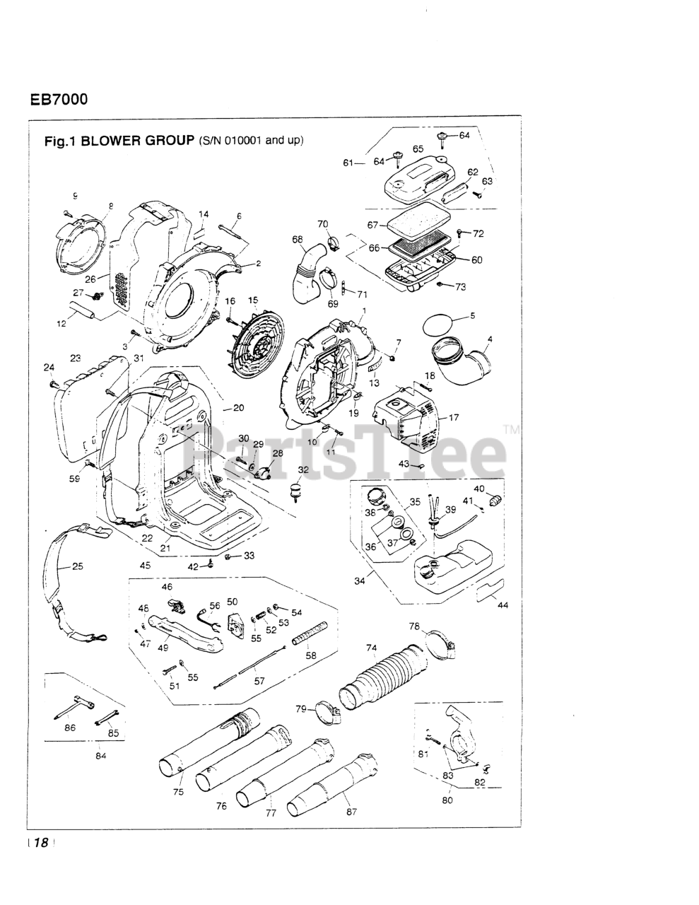 RedMax EB 7000 RedMax Backpack Blower (SN 010001 100100) (200005