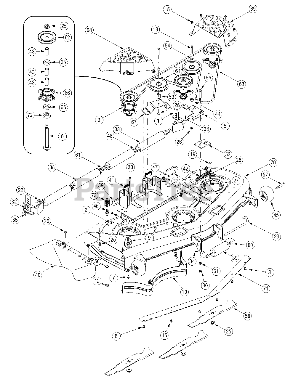 Cub Cadet Parts On The Mower Deck 54 Inch Diagram For Gt