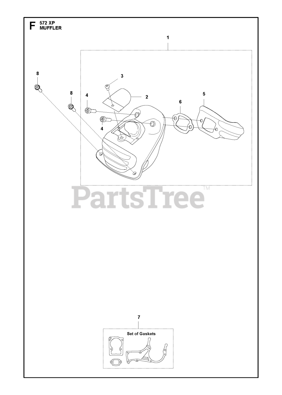 Husqvarna 572 XP/XPG Husqvarna Chainsaw MUFFLER Parts Lookup with