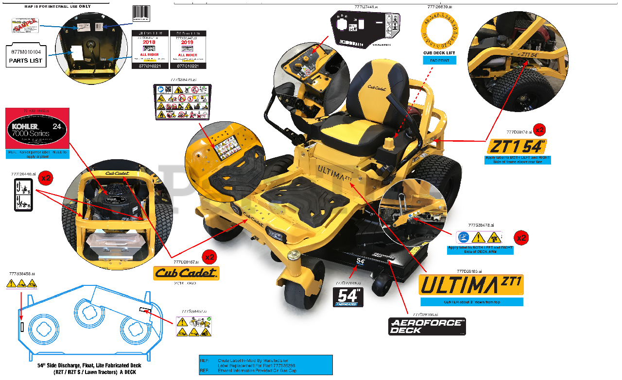 Cub Cadet ZT154 KH FAB (17RREACA010) Cub Cadet 54" Ultima ZeroTurn