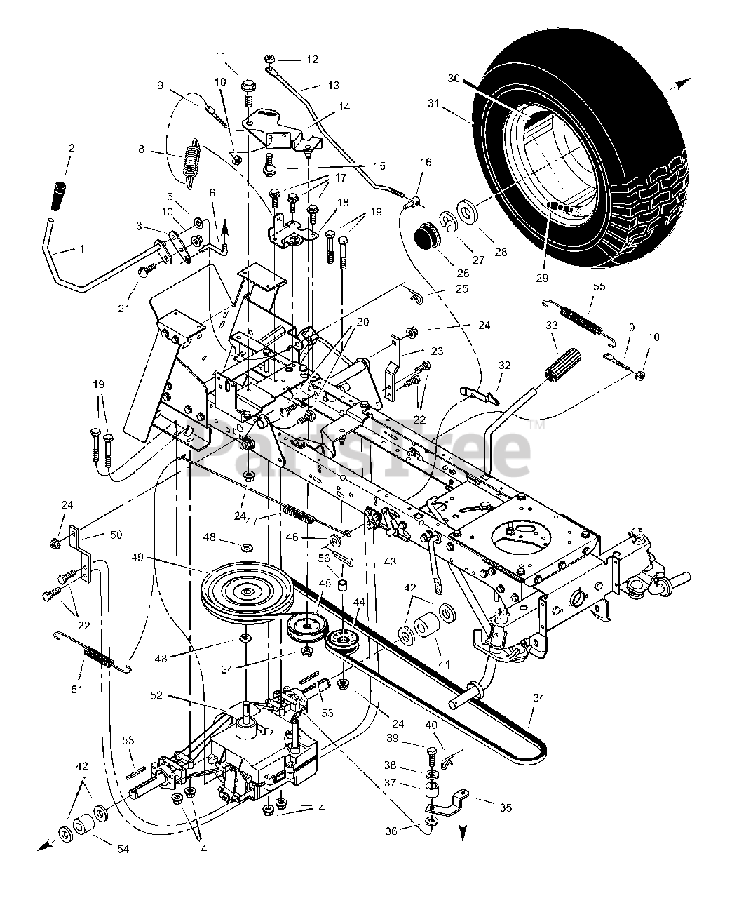 Yard King 46106x89B Yard King 46" Garden Tractor (2000) Motion Drive