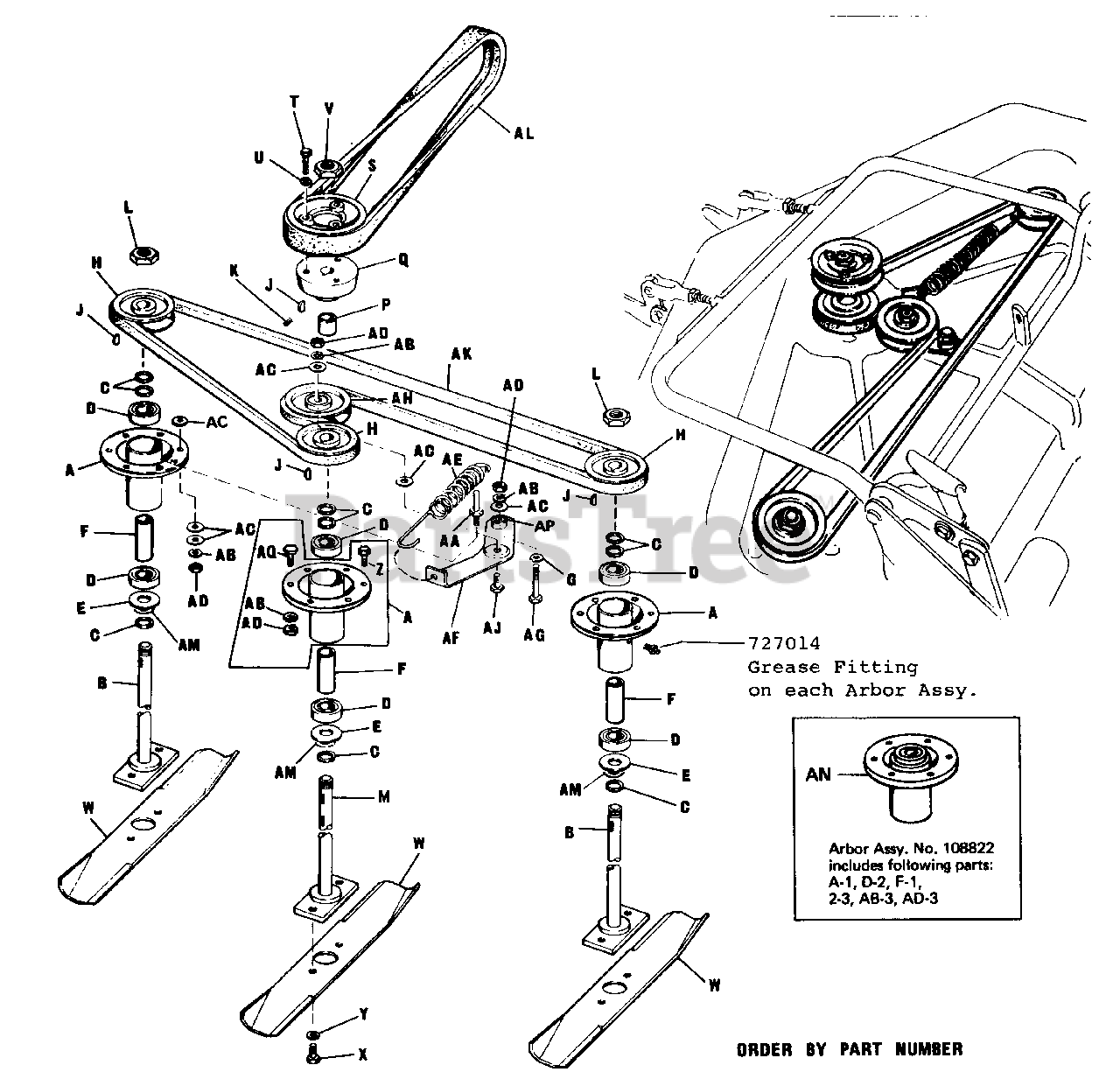 Simplicity 990669 Simplicity 48" Mower Deck ARBOR ASSEMBLIES Parts