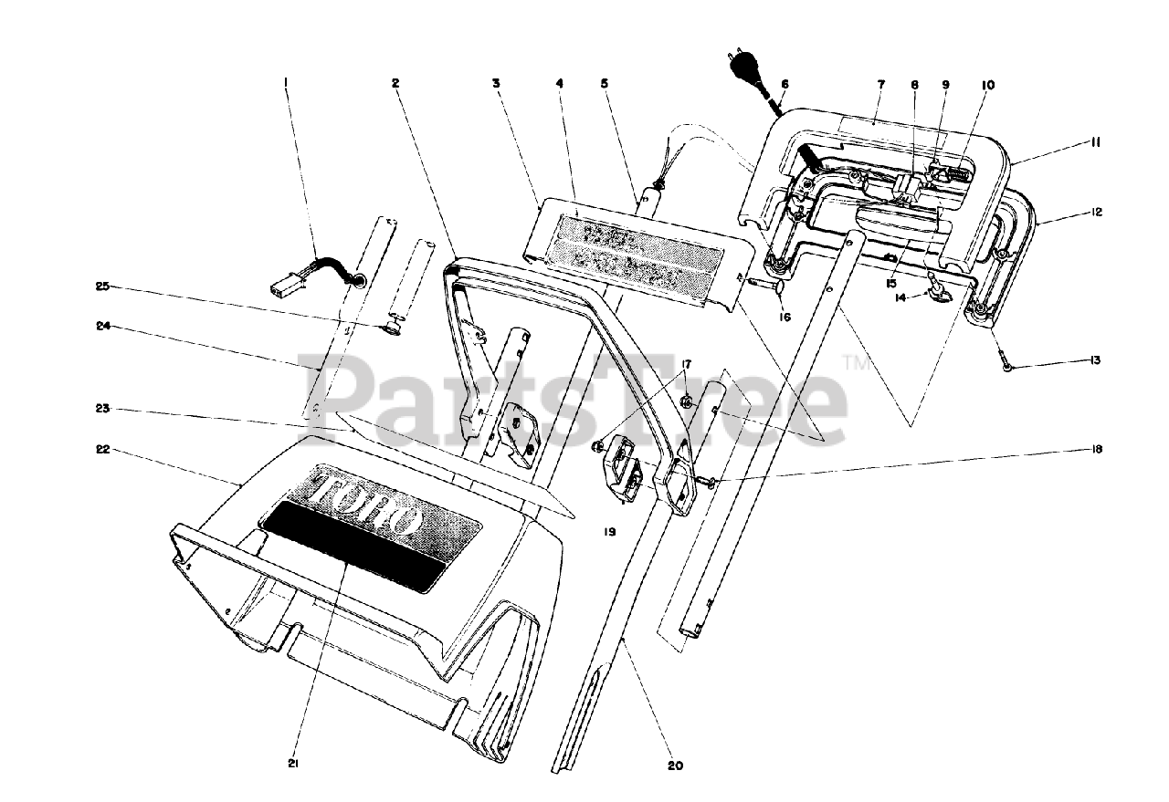Toro 38000 (S-120) - Toro Snow Thrower (SN: 002000001 - 002999999) (1982) HANDLE ASSEMBLY Parts Lookup with Diagrams | PartsTree PartsTree