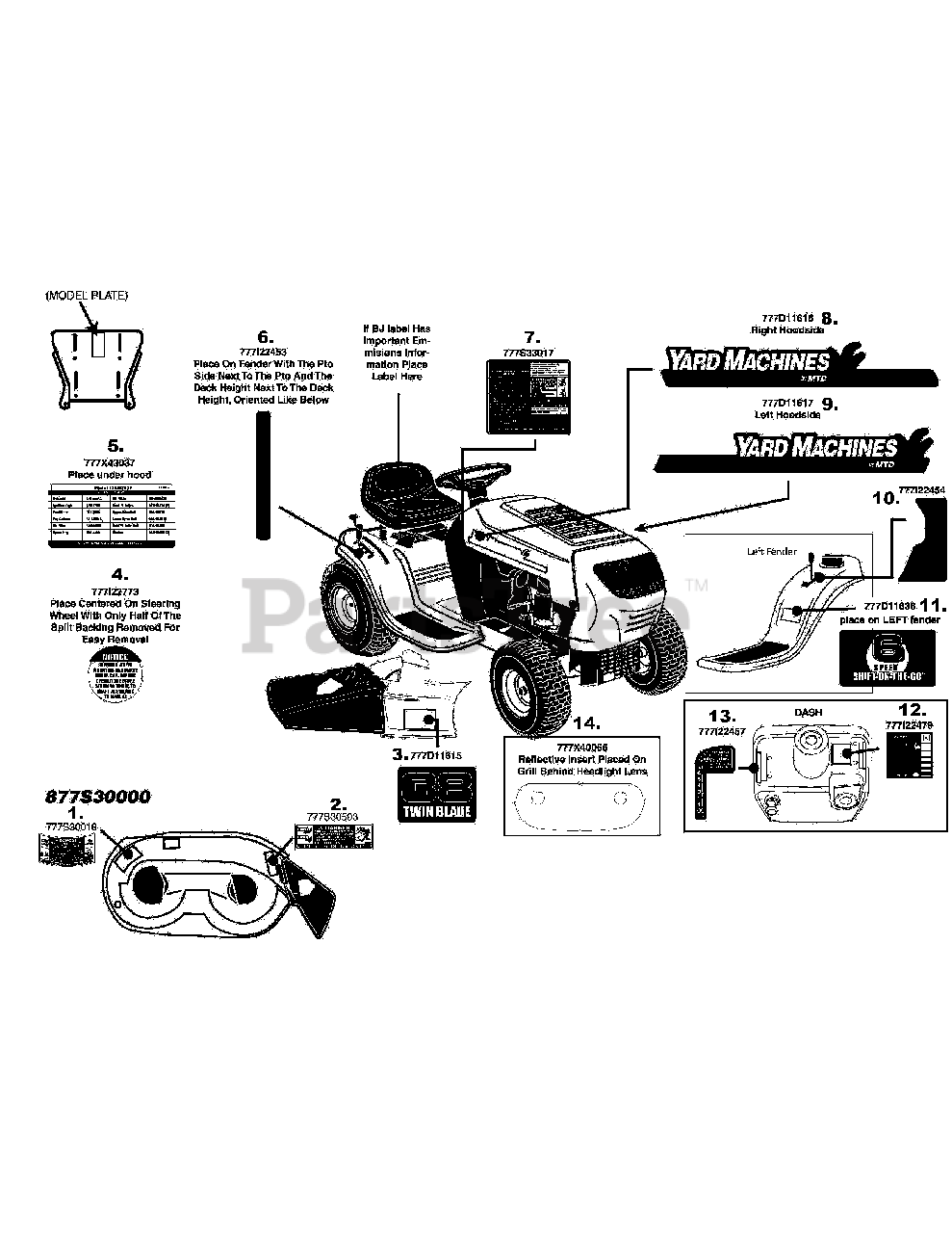 Bolens 13AM762F265 Bolens Lawn Tractor (2008) Label Map 762F Parts