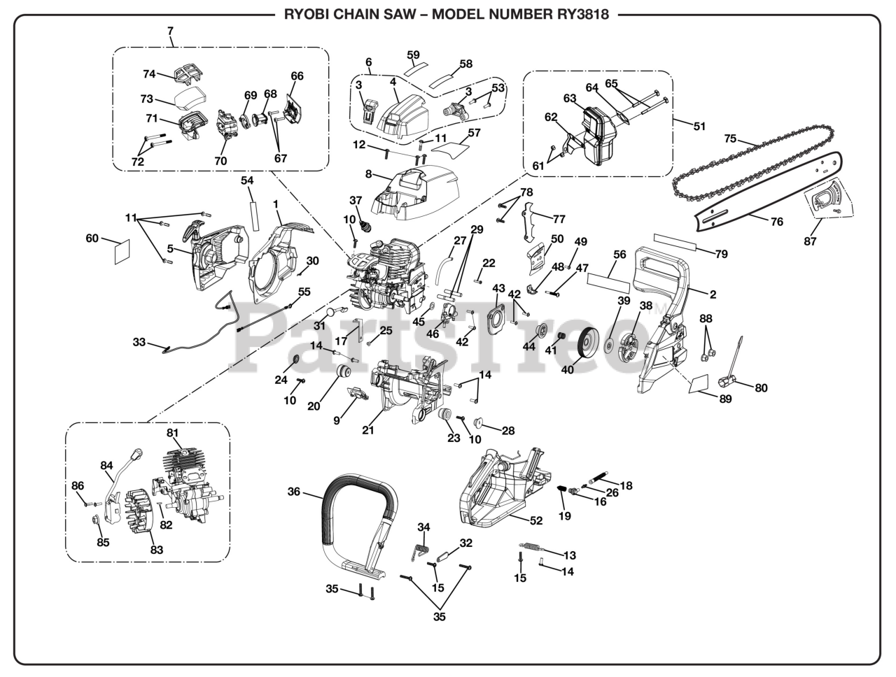 Ryobi RY 3818 090382008 Ryobi Chainsaw 38cc Rev 01 2020 03