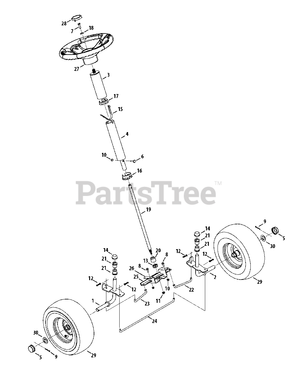Craftsman Riding Mower Steering Parts Diagram