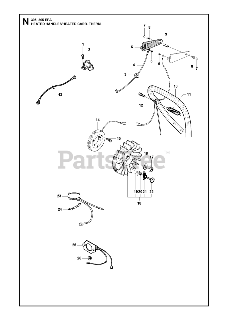 Husqvarna 395 XP/XPG Husqvarna Chainsaw HANDLES HEATED Parts Lookup