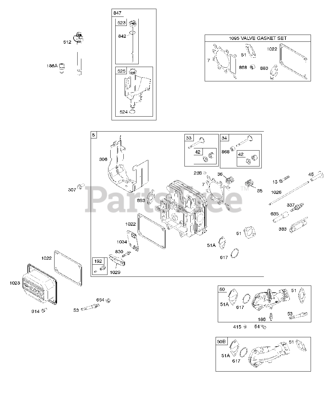 Briggs & Stratton 31Q7770466E1 Briggs & Stratton Vertical Engine CYLINDER HEAD, GASKET SET