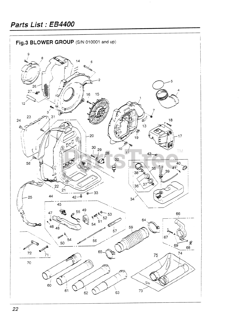 RedMax EB 4400 RedMax Backpack Blower (SN 010001 & Above) (200010