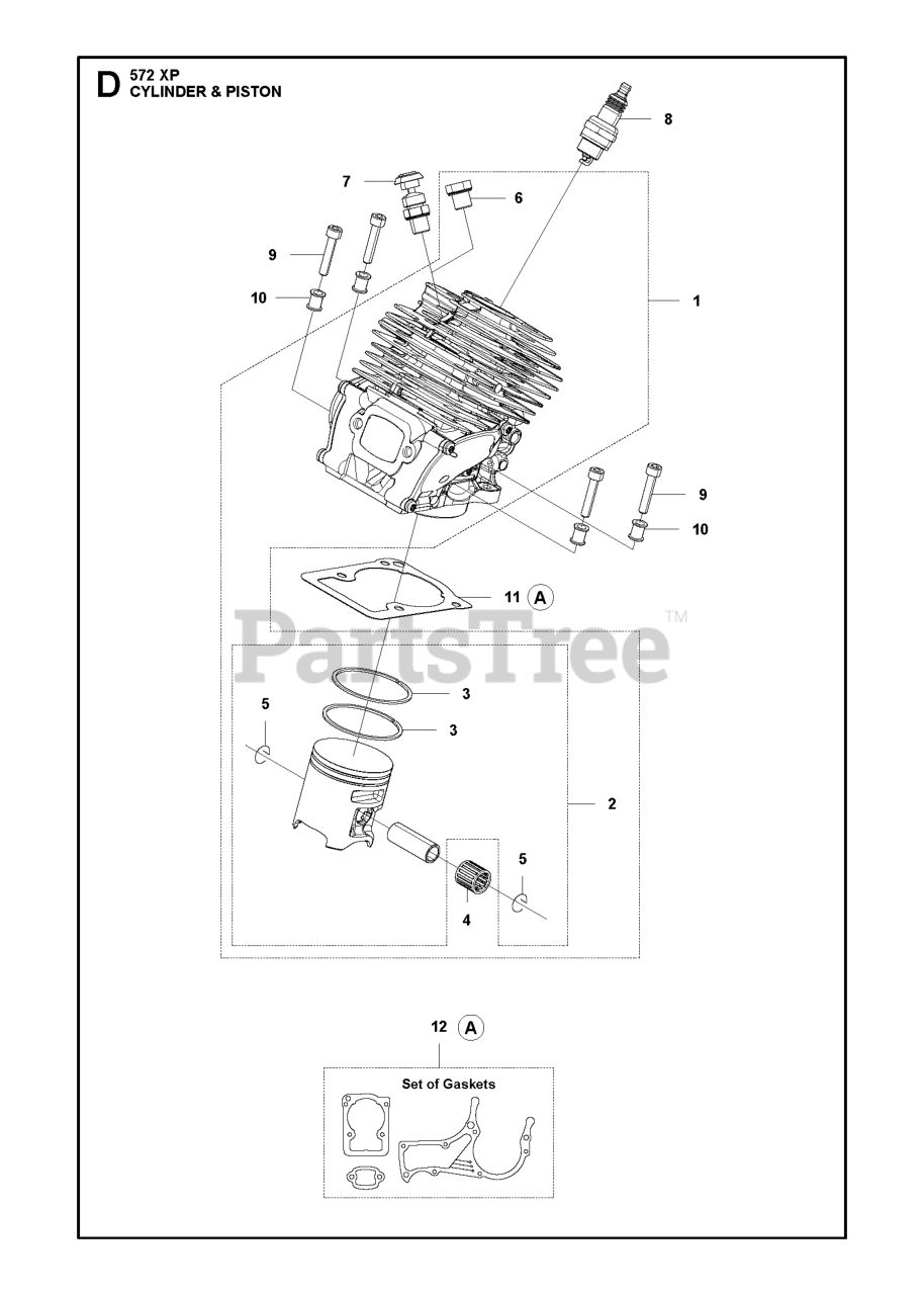 Husqvarna 572 XP/XPG Husqvarna Chainsaw CYLINDER PISTON Parts Lookup