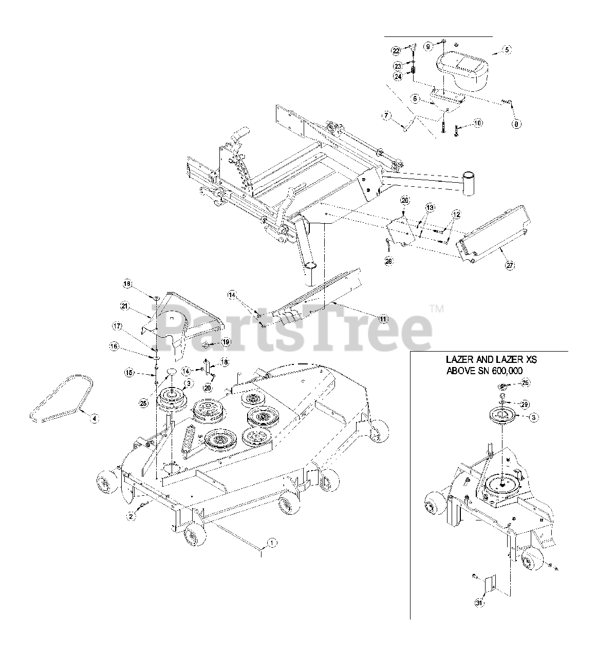 Exmark LZUV52 Z Exmark Ultra Vac Bagger for Lazer Z Mower (SN 000720000 000789999) (2008