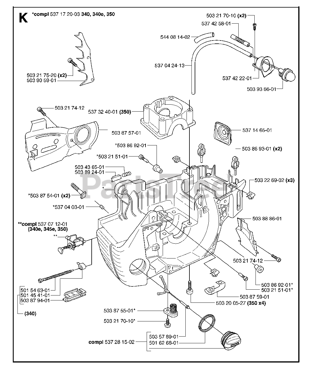 Husqvarna 350 Husqvarna Chainsaw 2006 06 Crankcase Parts Lookup