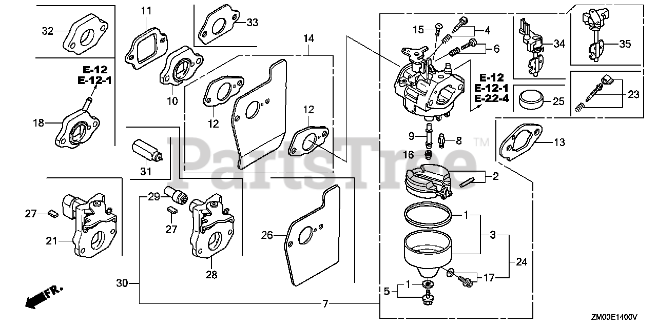 Honda GCV160 LA0 S3A GJARA Honda Engine Made in USA SN GJARA 1000001 GJARA 9999999 CARBURETOR Parts Lookup with Diagrams PartsTree