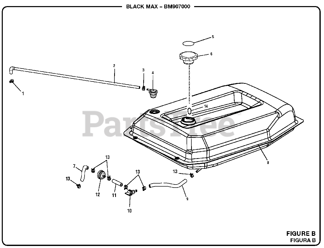 Black Max BM 907000 A Black Max 7000 Watt Generator Figure B Parts