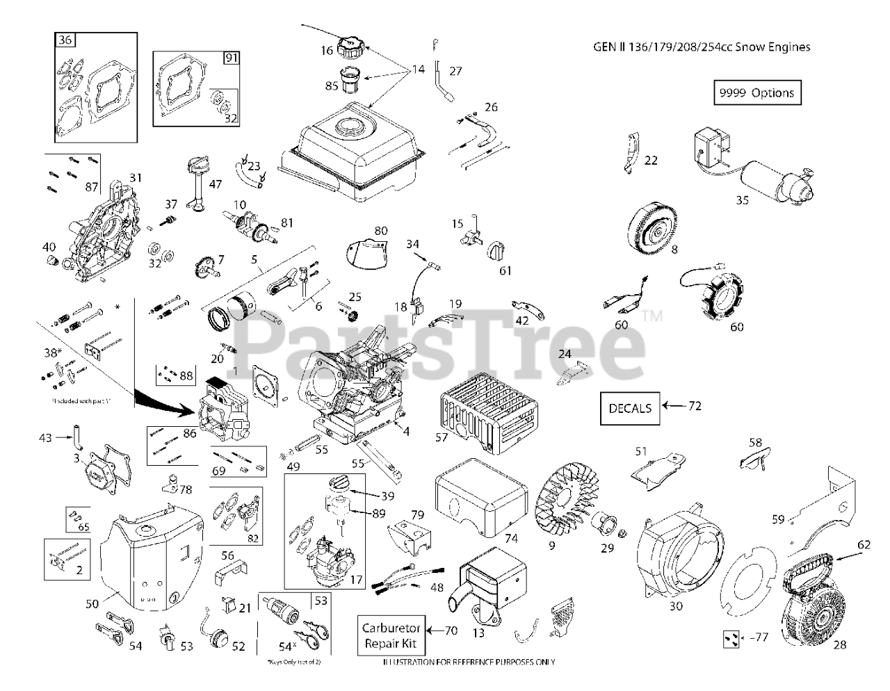 Husqvarna ST 227 P Husqvarna 27" Snow Blower ENGINE Parts Lookup with