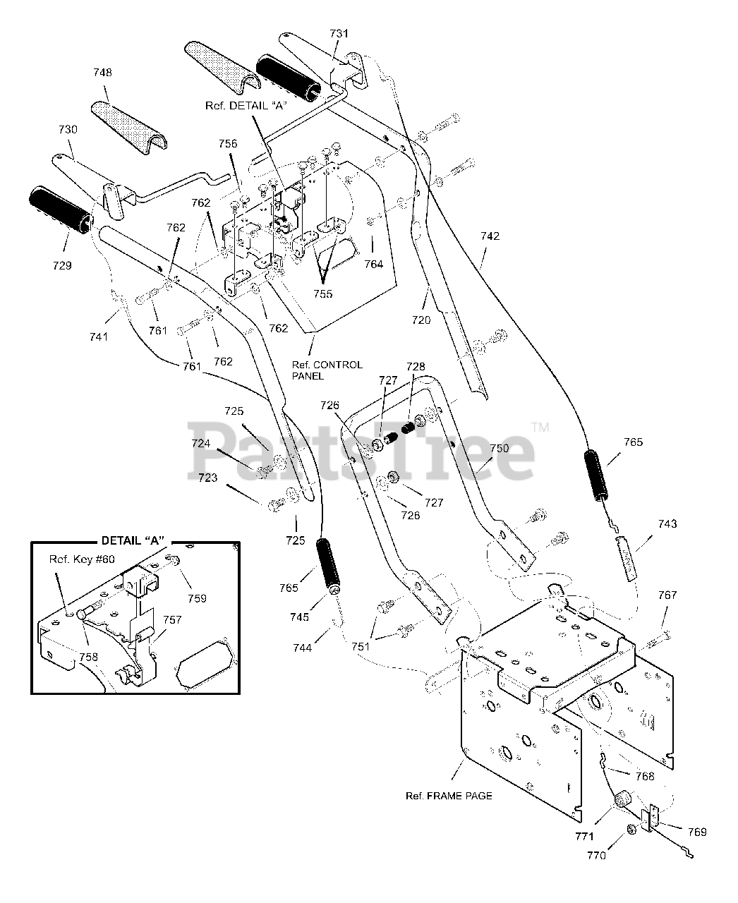 Murray 627804x5A Murray 27" Snow Thrower (2003) Handle Assembly Parts