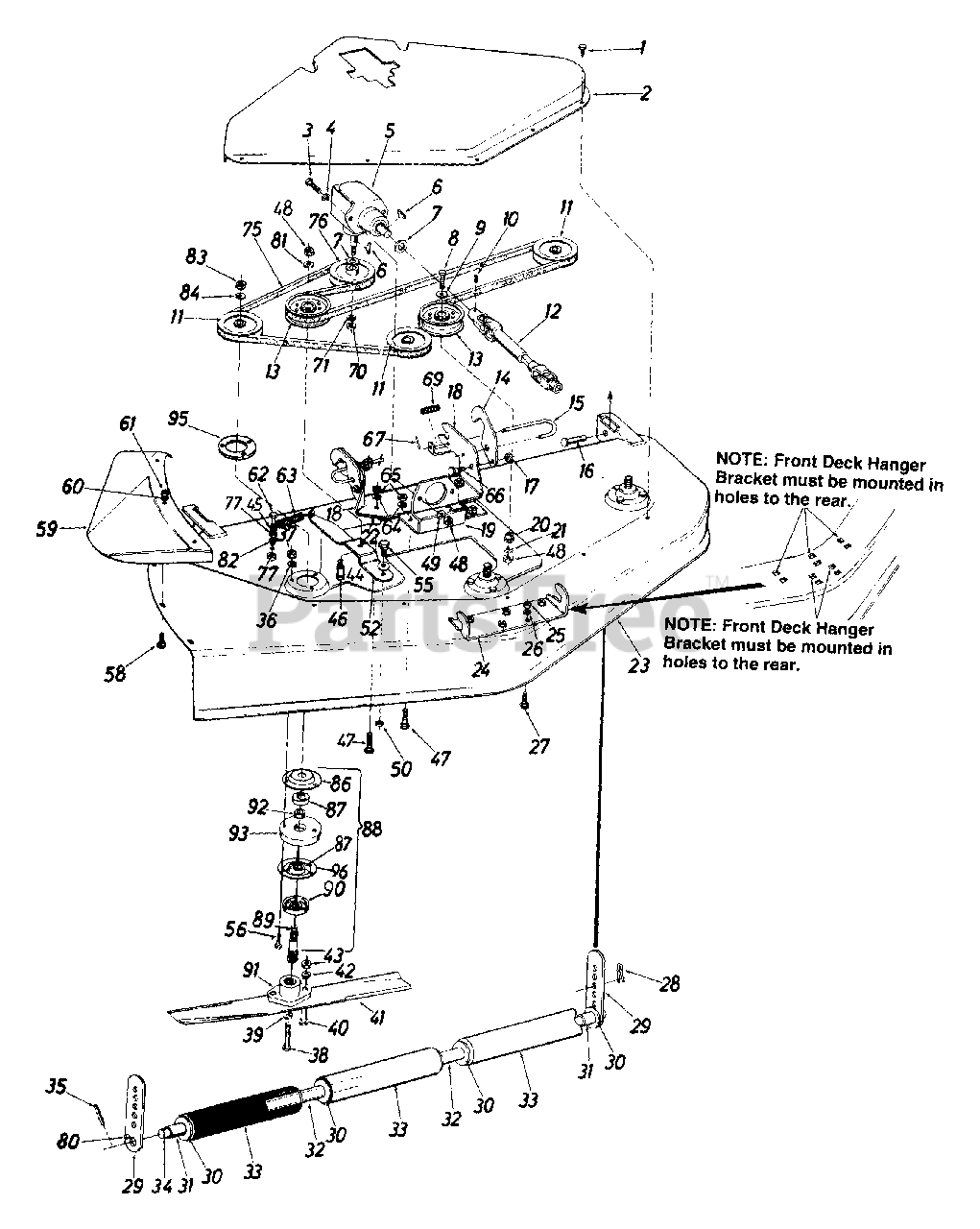 Mtd 190 993 000 Mtd 50 Mower Deck 1993 Mowing Deck Assembly Parts