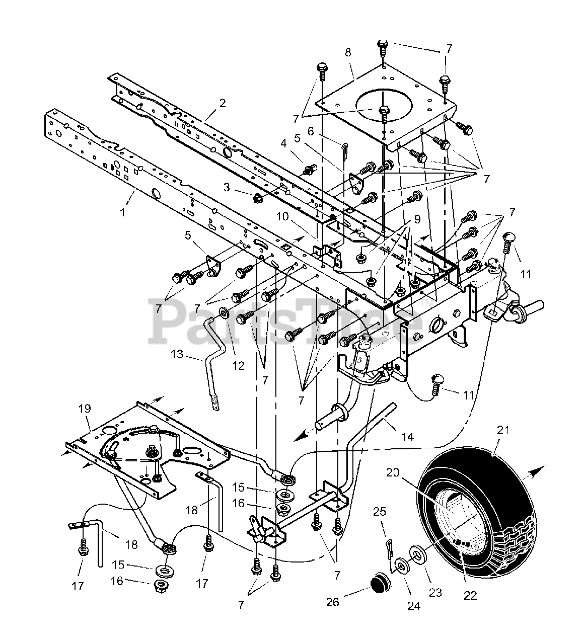 Scotts 46104x8B Scotts 46" Garden Tractor (2000) Front Frame Assembly