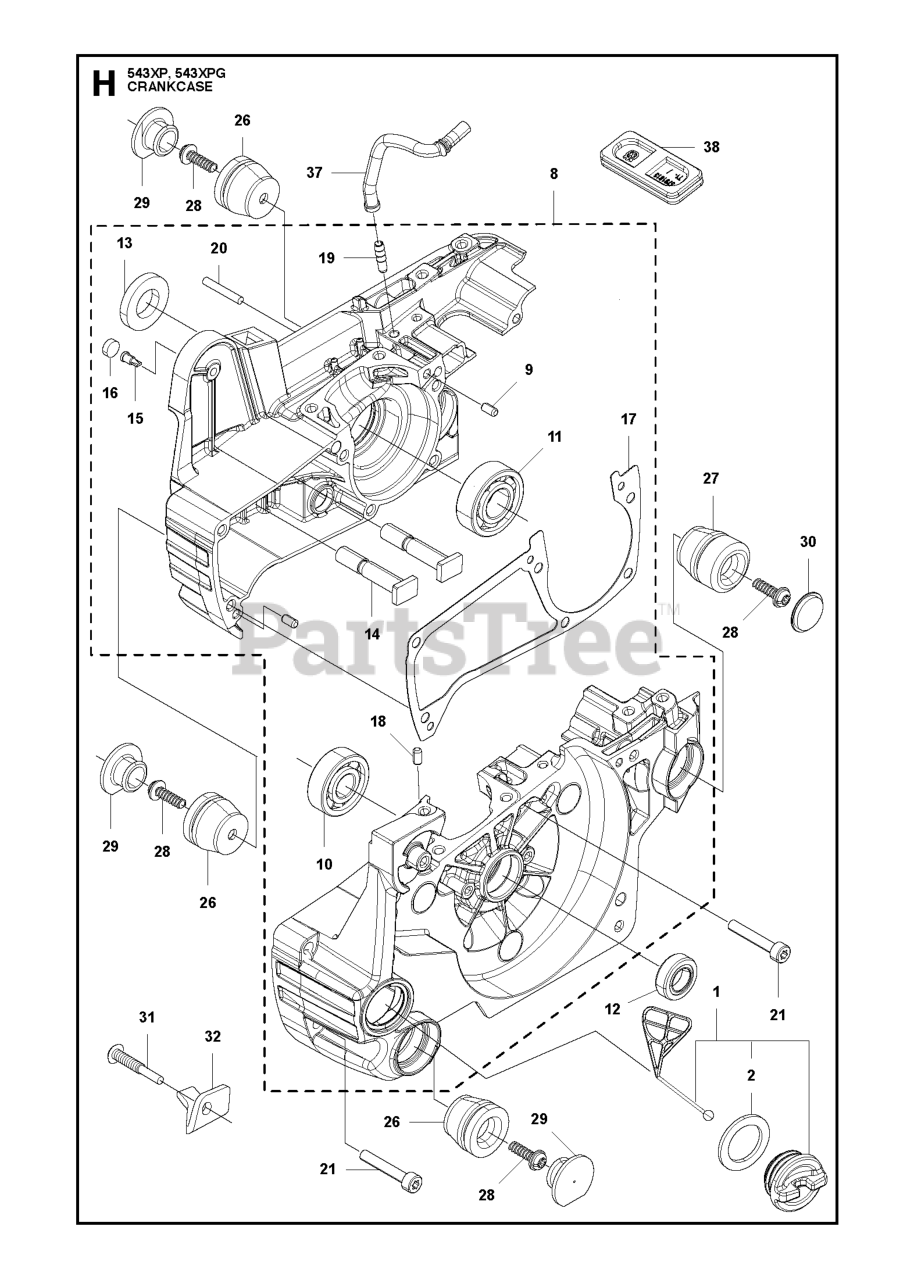 Husqvarna 543 XP Husqvarna Chainsaw CRANKCASE Parts Lookup with