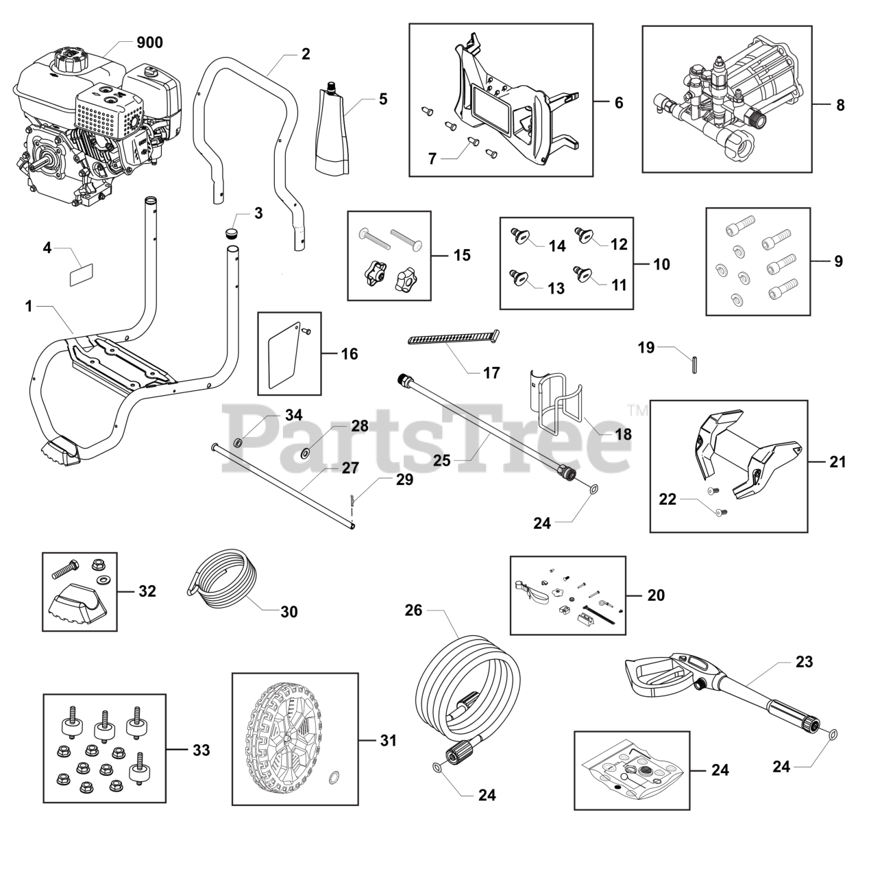 Brute 02079301 Brute 3,000 PSI Pressure Washer Main Unit Parts