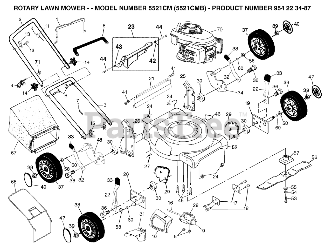 Husqvarna 5521 Cm 954223487 Husqvarna 21 Walk Behind Mower 2003