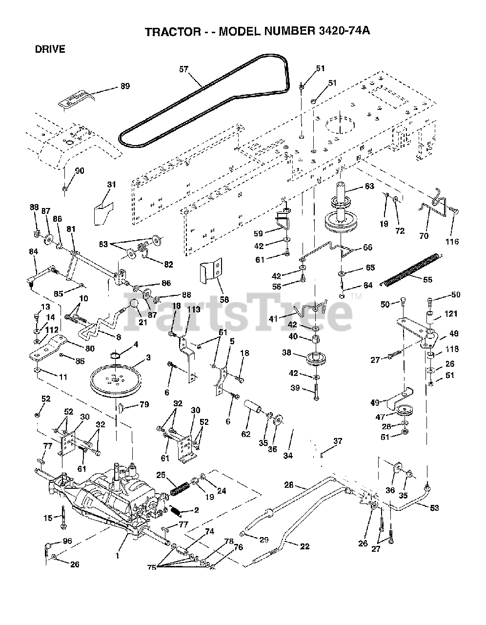 Poulan 342074A Poulan Lawn Tractor (200610) DRIVE Parts Lookup with