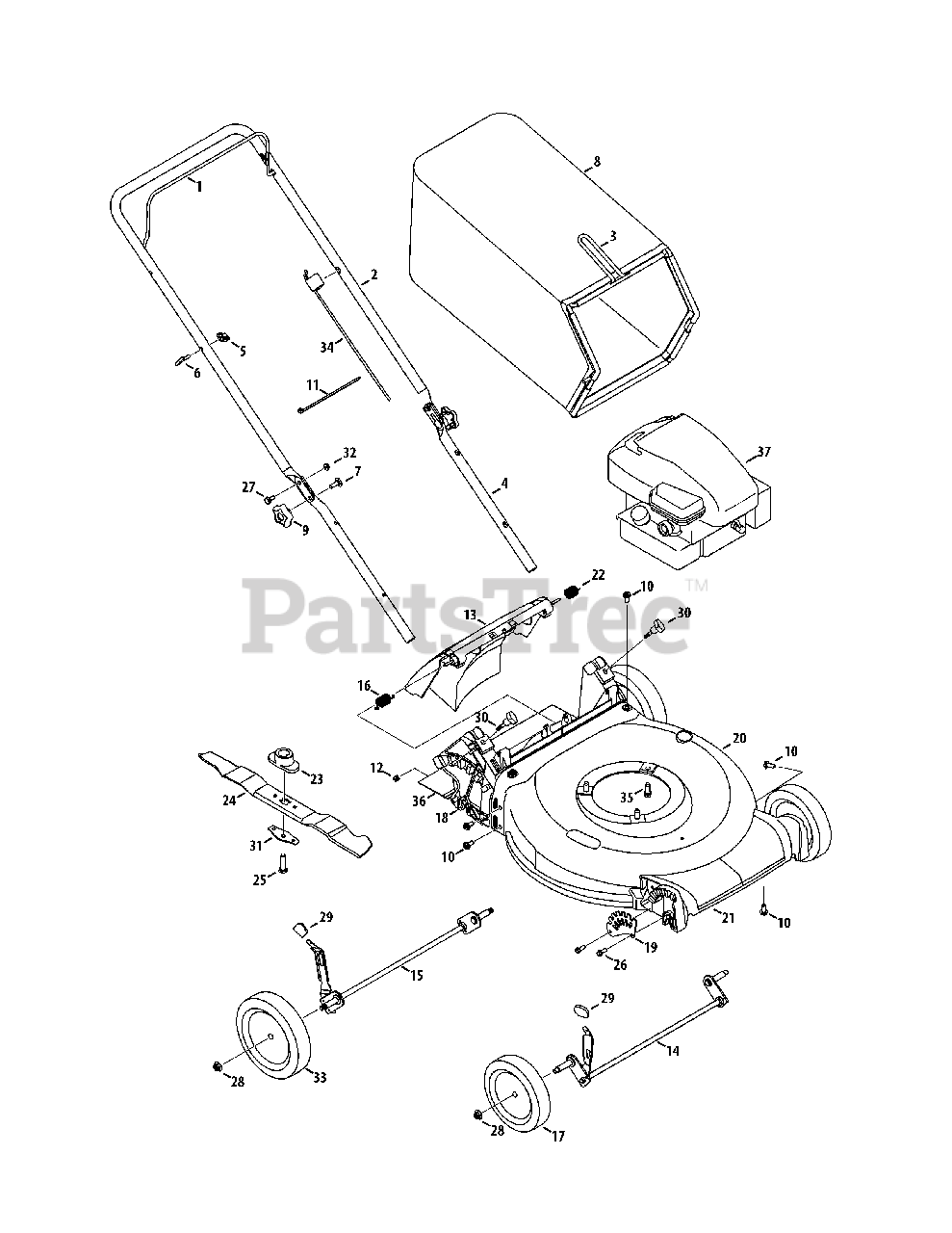Craftsman self propelled lawn mower parts diagram