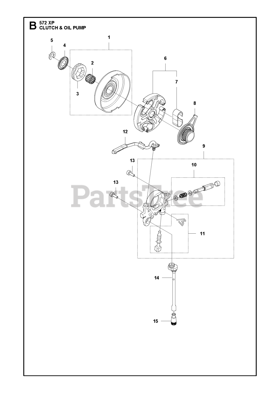 Husqvarna 572 XP/XPG Husqvarna Chainsaw CLUTCH & OIL PUMP Parts