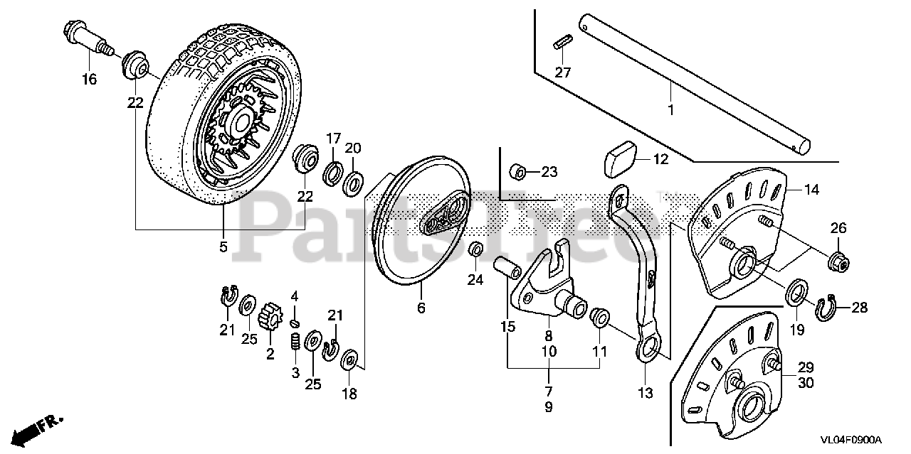 Honda hrr216 rear wheel assembly deals