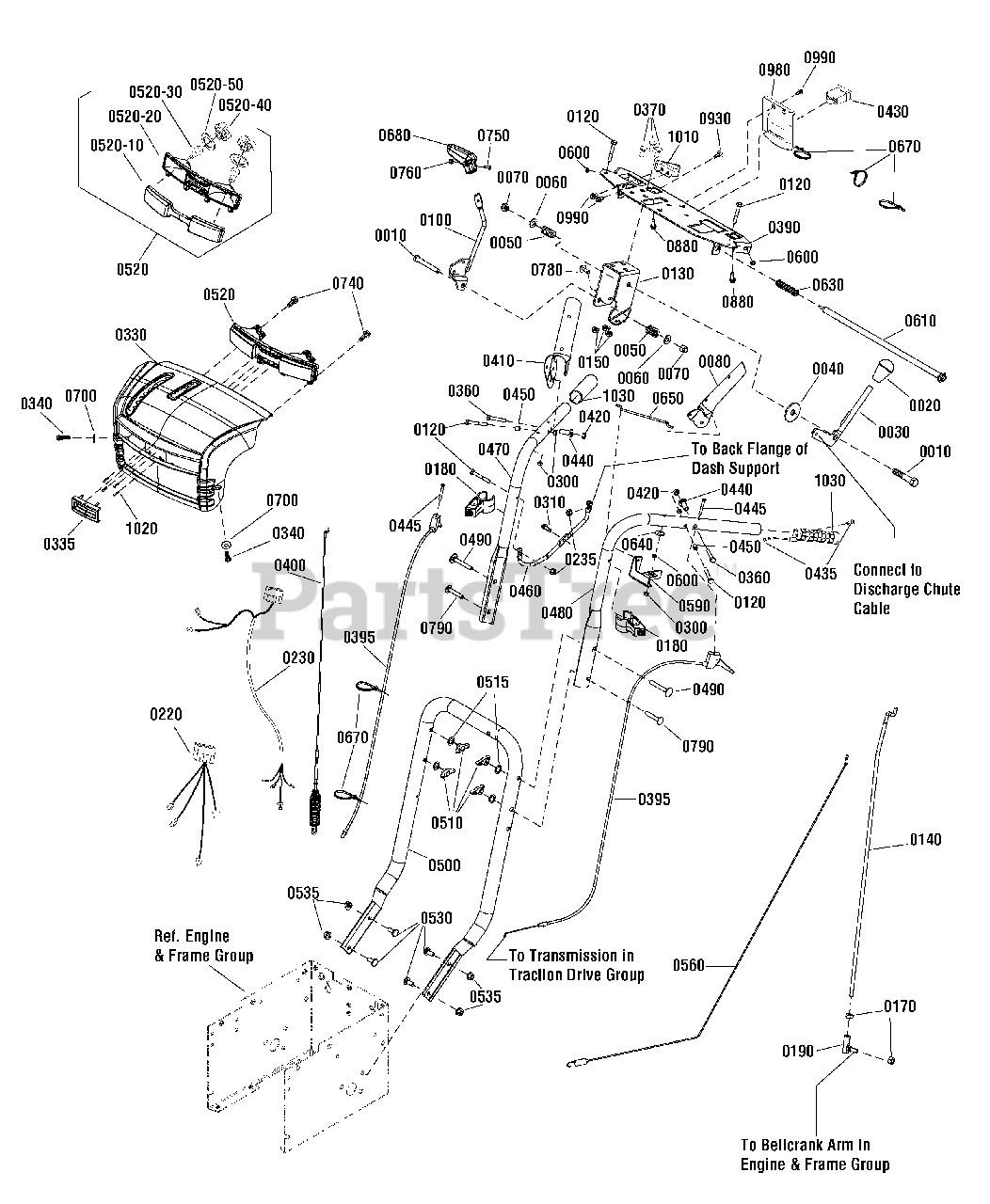 Brute 169628200 Brute 29" Snow Thrower, 14.5 Gross TP (2012) Handles & Controls Group