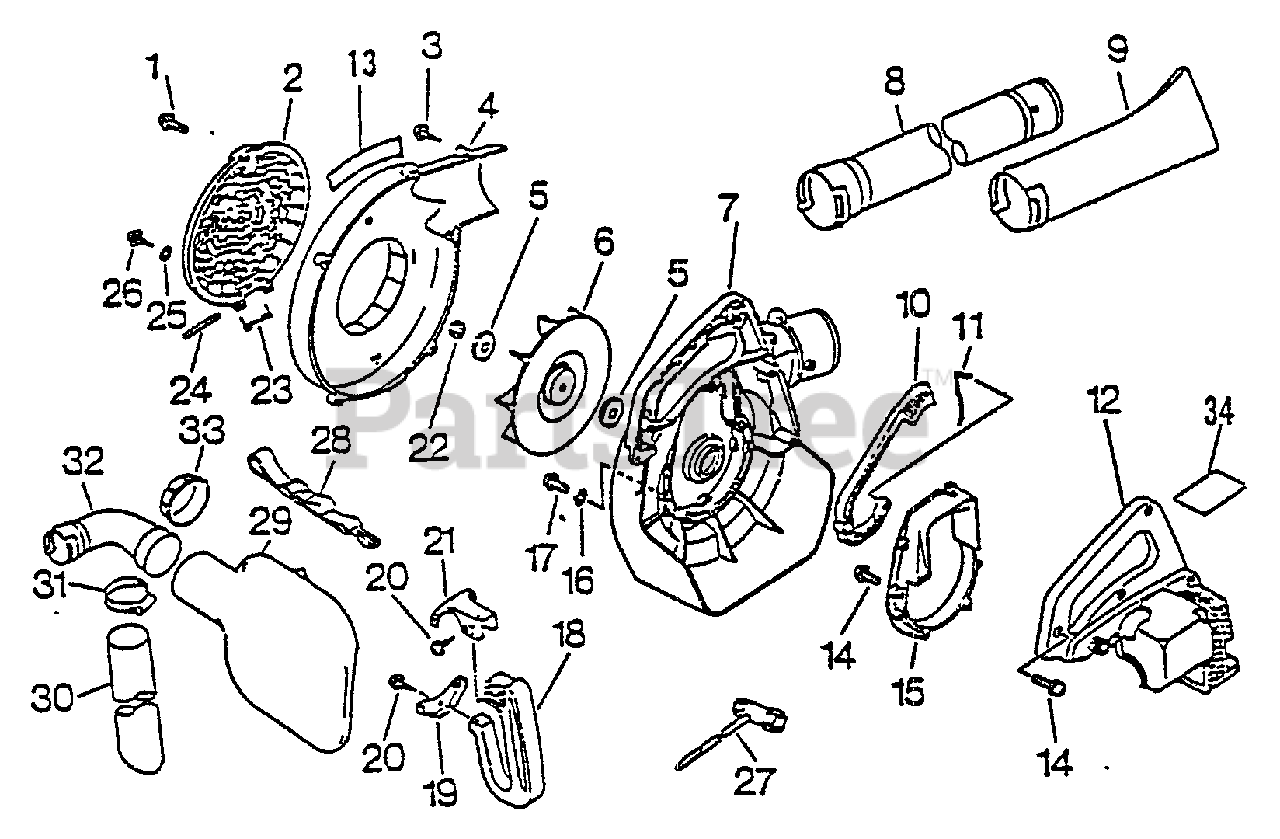 Echo PB1000 Echo Handheld Blower Parts (SN 098001 122635) Fan