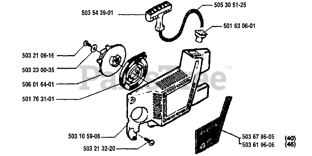 Husqvarna 45 Husqvarna Chainsaw 1995 06 Starter Assembly Parts