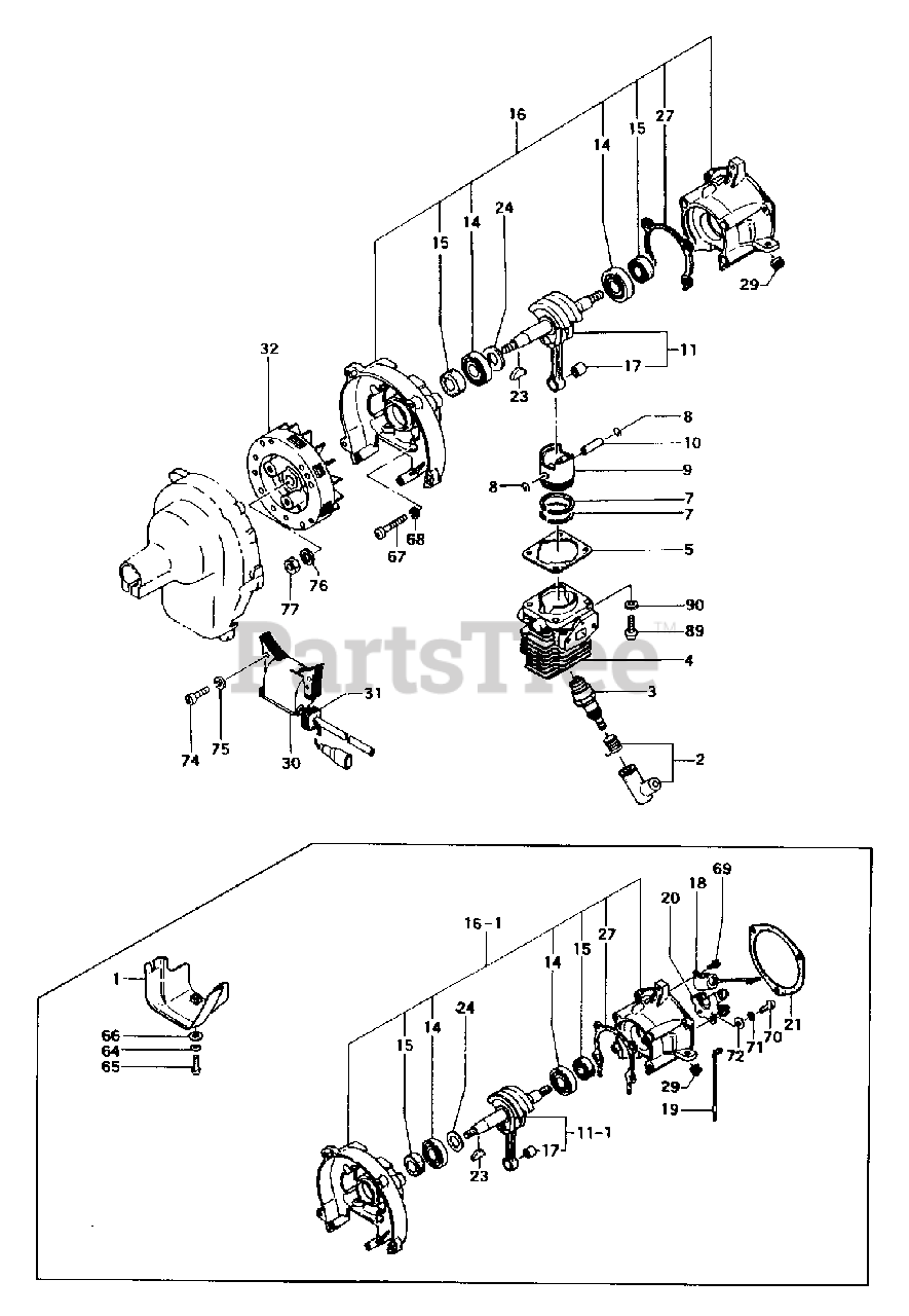 Tanaka TBC160 Tanaka Brush Cutter Engine Parts Lookup with Diagrams