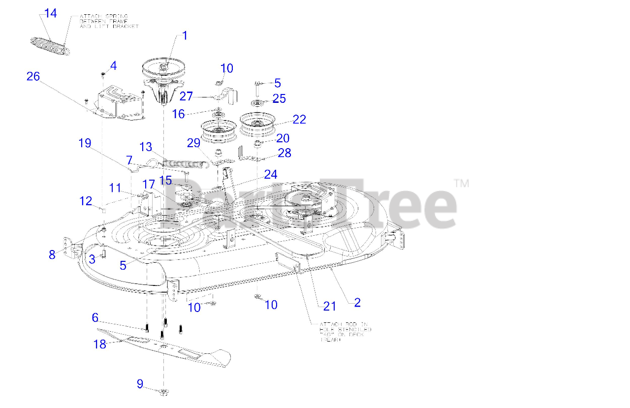 Craftsman 247.270421 13BQA1ZT099 Craftsman T8200 Lawn Tractor 2019 Deck Parts Lookup with Diagrams PartsTree