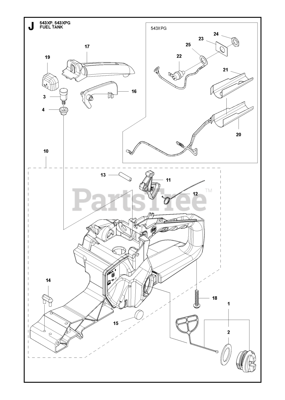 Husqvarna 543 XPG Husqvarna Chainsaw FUEL TANK Parts Lookup with