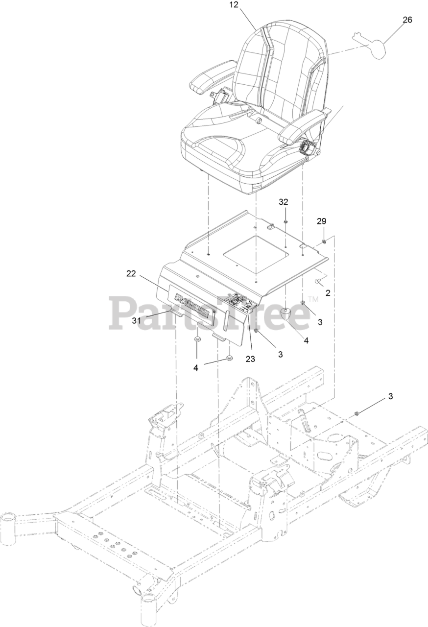 Exmark RAE720CKC48300 Exmark 48" Radius ESeries ZeroTurn Mower, Kohler ZT720 (SN 408644346