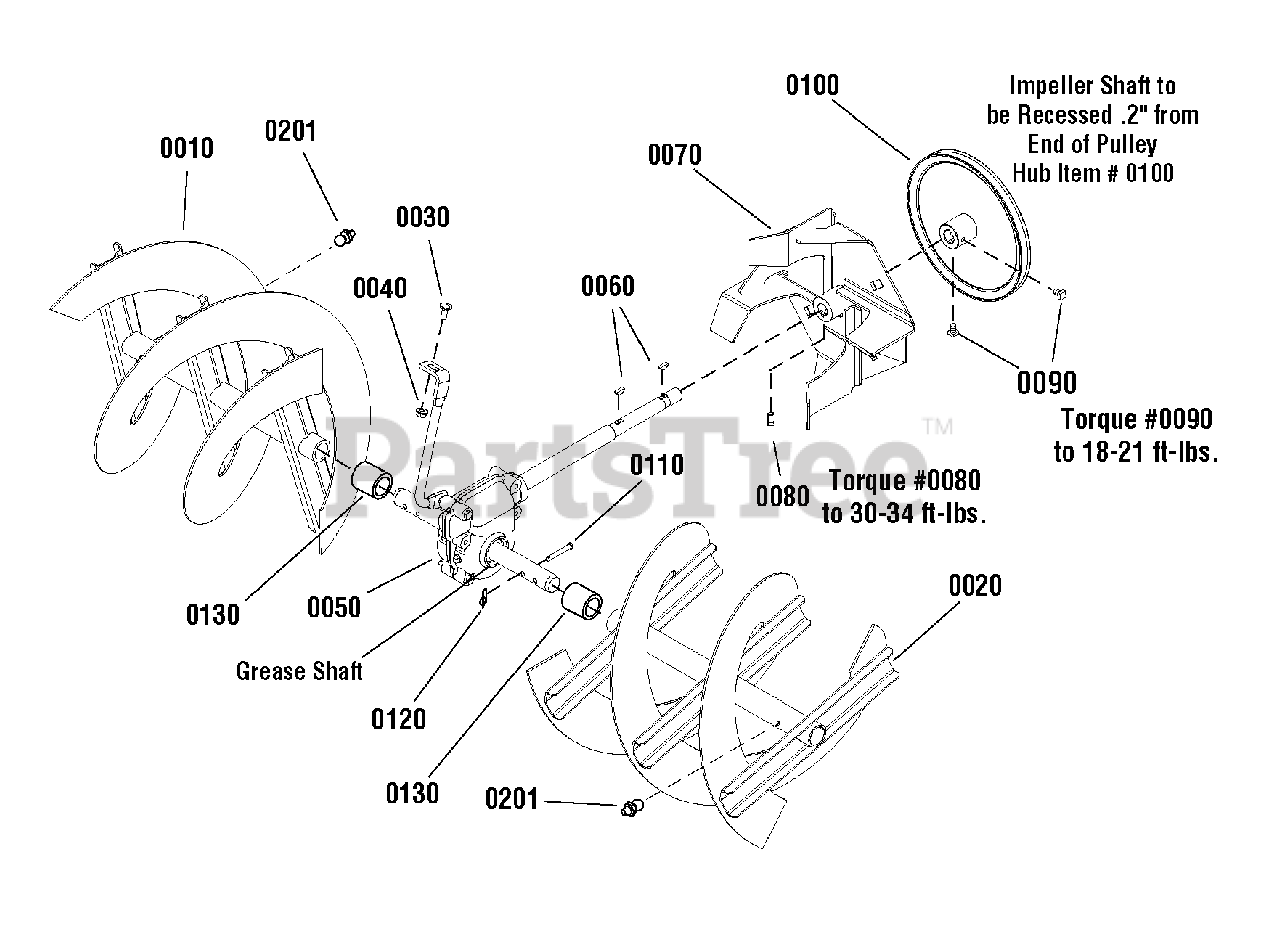 John Deere 1130 SE (1695623) John Deere 30" Snow Thrower (2009) Auger